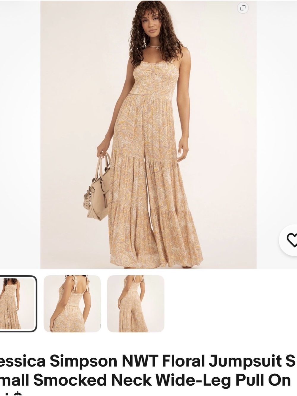 Jessica Simpson Beige Floral Maxi Jumpsuit